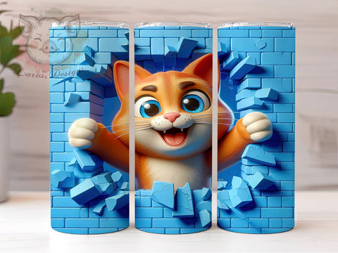 3D Funny Cat 20oz Tumbler Png, Straight & Tapered Tumbler Png, Cat Lover Tumbler Png, Digital Download PNG Sublimation Lara' s Designs 