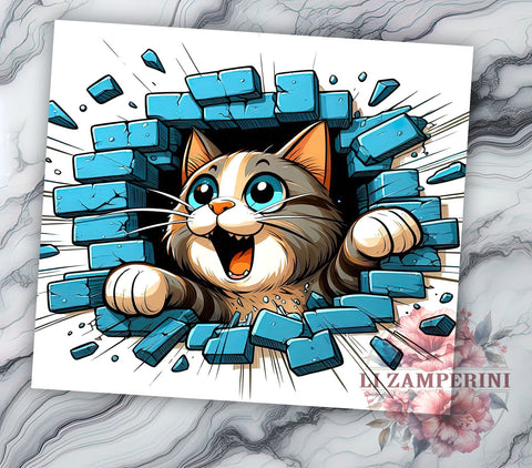 3D Funny Cat 20oz Tumbler Wrap PNG, Cat Lover Tumbler Png, Straight & Tapered Tumbler Wrap, Instant Digital Download Sublimation Li Zamperini 