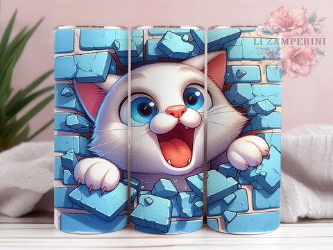 3D Funny Cat 20oz Tumbler Wrap PNG, Cat Lover Tumbler Png, Straight & Tapered Tumbler Wrap, Instant Digital Download Sublimation Li Zamperini 