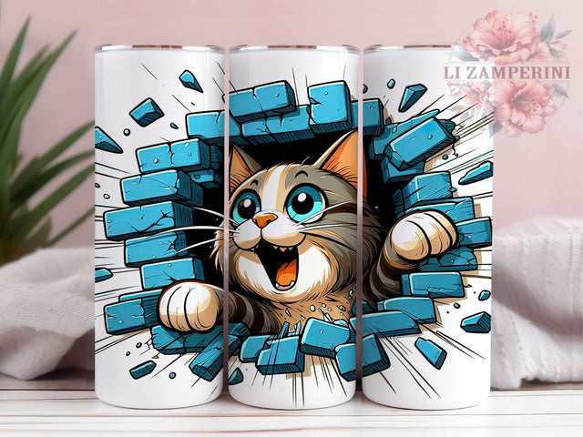 3D Funny Cat 20oz Tumbler Wrap PNG, Cat Lover Tumbler Png, Straight & Tapered Tumbler Wrap, Instant Digital Download Sublimation Li Zamperini 