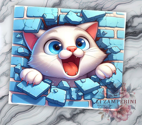 3D Funny Cat 20oz Tumbler Wrap PNG, Cat Lover Tumbler Png, Straight & Tapered Tumbler Wrap, Instant Digital Download Sublimation Li Zamperini 