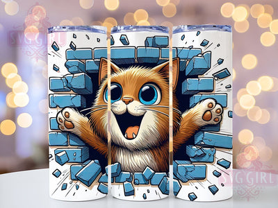 3D Funny Cat 20oz Tumbler Wrap Sublimation Design, Straight Tapered Tumbler Wrap, Cat Lovers Tumbler Png, Instant Digital Download Sublimation SvggirlplusArt 