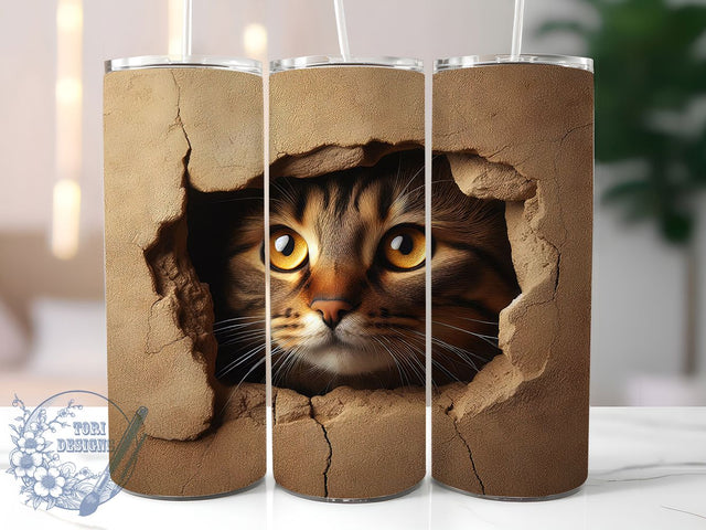 3D Funny Cute Kitty Cat Tumbler Wrap, Funny Kitty Cup, Cute Cat Drinkware, Cat Mom Gift Idea, Pet Lover Sublimation Wrap, Playful Cat Design, Animal Lover Tumbler Sublimation ToriDesigns 
