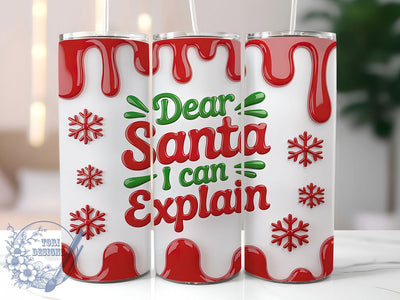 3D Funny Dear Santa Christmas Tumbler, Funny Christmas Sublimation Design, 3D Inflated Puff Art, 20oz Xmas Tumbler, Whimsical Holiday Mug, Stylish Santa Cup, Bold Christmas Wrap Sublimation ToriDesigns 