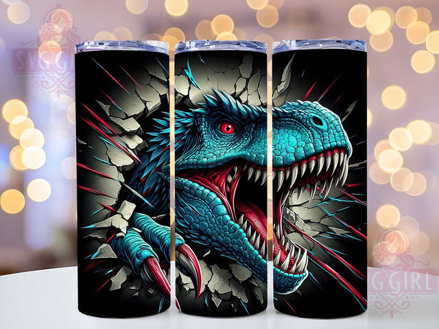 3D Funny Dinosaur Break Wall Tumbler, Break the Wall, 3D Effect, 20Oz Tumbler, Sublimation Design, Prehistoric Humor, Jurassic Theme Sublimation SvggirlplusArt 