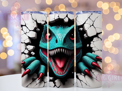3D Funny Dinosaur Break Wall Tumbler, Break the Wall, 3D Effect, 20Oz Tumbler, Sublimation Design, Prehistoric Humor, Jurassic Theme Sublimation SvggirlplusArt 