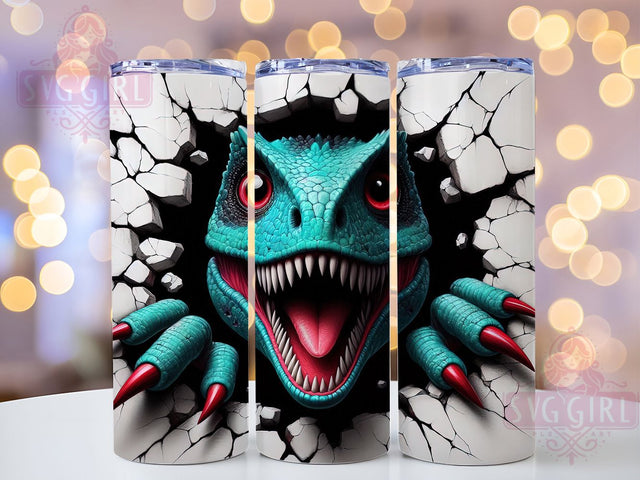 3D Funny Dinosaur Break Wall Tumbler, Break the Wall, 3D Effect, 20Oz Tumbler, Sublimation Design, Prehistoric Humor, Jurassic Theme Sublimation SvggirlplusArt 