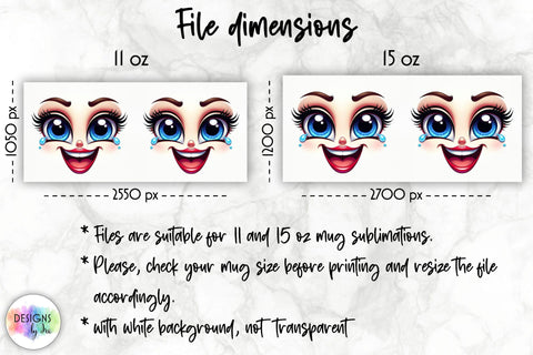 3D Funny Face Mug Wrap, Sarcastic Mug Sublimation Sublimation Designs by Ira 