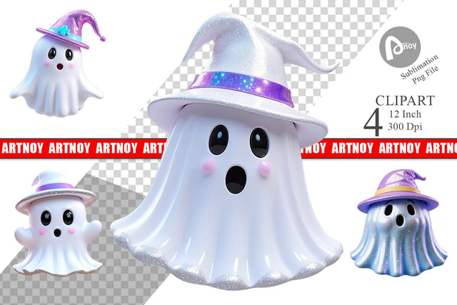 3D Funny Ghost Clipart Sublimation artnoy 