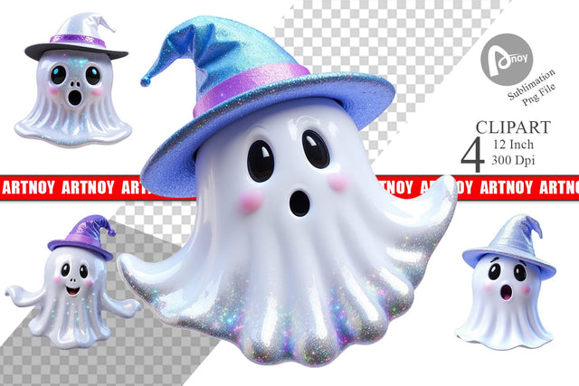 3D Funny Ghost Clipart Sublimation artnoy 