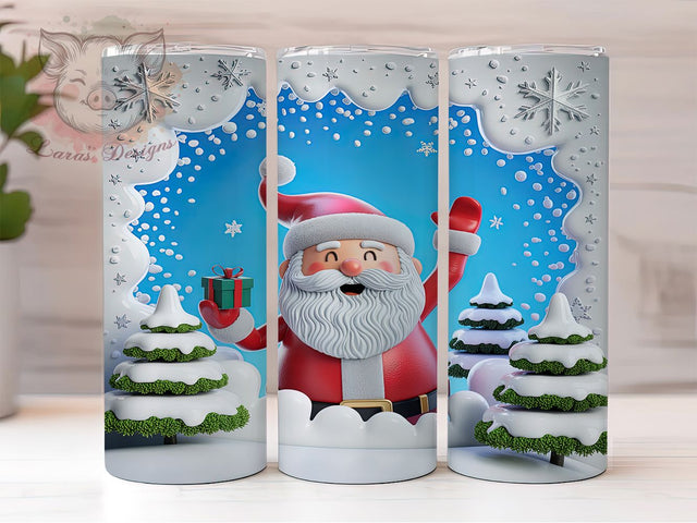 3D Funny Santa Wall Christmas Tumbler, Funny Santa Claus Wrap, Christmas Breakthrough Sublimation, Santa Crashing Cup, 20Oz Skinny Tumbler Wrap, Comical Holiday Mug, Festive Santa Design Sublimation Lara' s Designs 