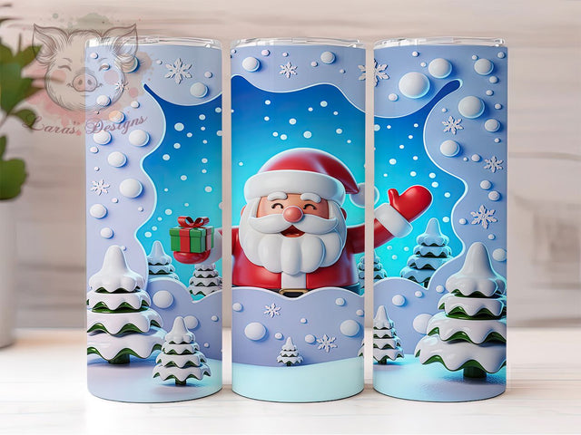 3D Funny Santa Wall Christmas Tumbler, Funny Santa Claus Wrap, Christmas Breakthrough Sublimation, Santa Crashing Cup, 20Oz Skinny Tumbler Wrap, Comical Holiday Mug, Festive Santa Design Sublimation Lara' s Designs 