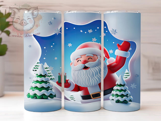 3D Funny Santa Wall Christmas Tumbler, Funny Santa Claus Wrap, Christmas Breakthrough Sublimation, Santa Crashing Cup, 20Oz Skinny Tumbler Wrap, Comical Holiday Mug, Festive Santa Design Sublimation Lara' s Designs 