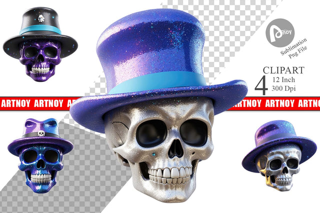 3D Funny Skull Clipart Sublimation artnoy 