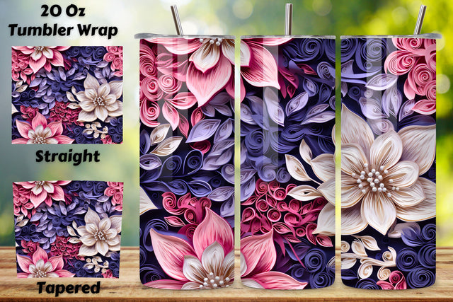 3D Futuristic Tumbler Wrap, Seamless Petal Symphony PNG, Petal Symphony Tumbler Wrap, 3D Futuristic Seamless PNG Sublimation FloridPrintables 