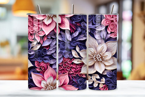 3D Futuristic Tumbler Wrap, Seamless Petal Symphony PNG, Petal Symphony Tumbler Wrap, 3D Futuristic Seamless PNG Sublimation FloridPrintables 