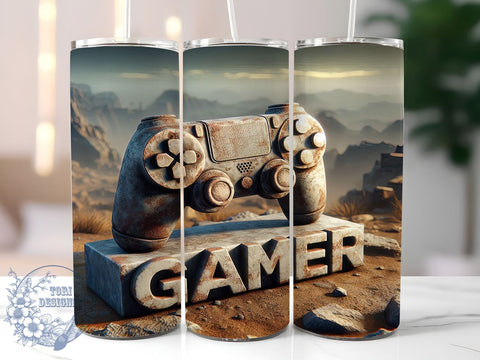 3D Gamer 20oz Skinny Tumbler, Controller Gamer Tumbler Png, Straight & Tapered Tumbler Wrap, Instant Digital Download Sublimation ToriDesigns 