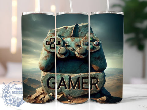 3D Gamer 20oz Skinny Tumbler, Controller Gamer Tumbler Png, Straight & Tapered Tumbler Wrap, Instant Digital Download Sublimation ToriDesigns 