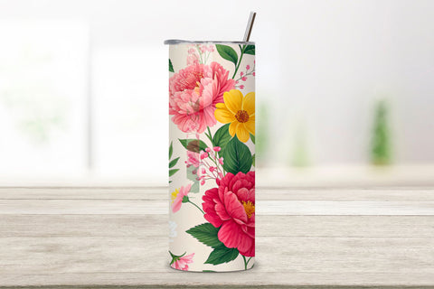 3D Garden Party Seamless Tumbler Wrap, Mixed Florals for Outdoor Celebrations, seamless tumbler wrap, garden party design, mixed floral wrap, watercolor outdoor design, 20oz skinny tumbler Sublimation FloridPrintables 