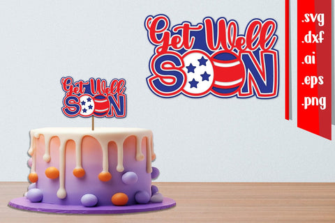 3D Get Well Soon Layered Papercut, 3D Get Well Soon Cake Topper 3D Paper zafrans studio 