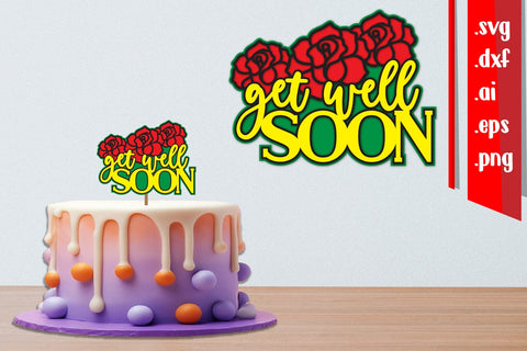 3D Get Well Soon Layered Papercut, 3D Get Well Soon Cake Topper 3D Paper zafrans studio 