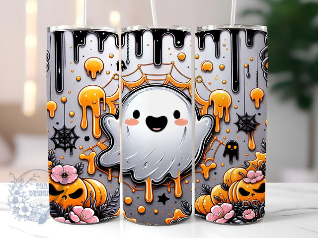 3D Ghost 20oz Skinny Tumbler, Spooky Tumbler Png, Straight & Tapered Tumbler Wrap, Instant Digital Download Sublimation ToriDesigns 