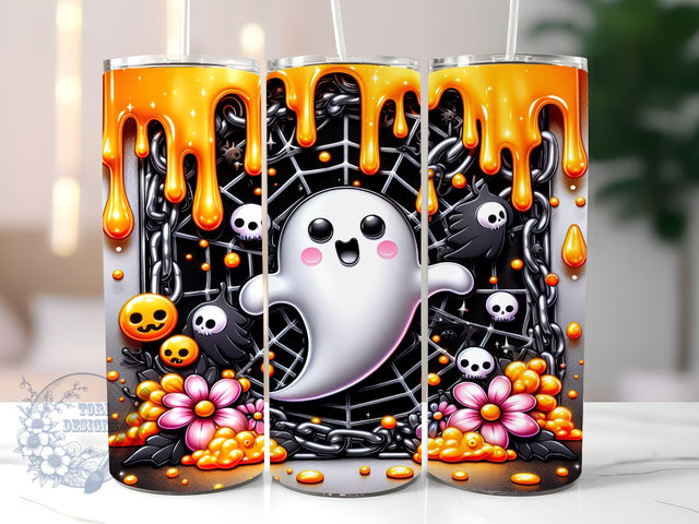 3D Ghost 20oz Skinny Tumbler, Spooky Tumbler Png, Straight & Tapered Tumbler Wrap, Instant Digital Download Sublimation ToriDesigns 