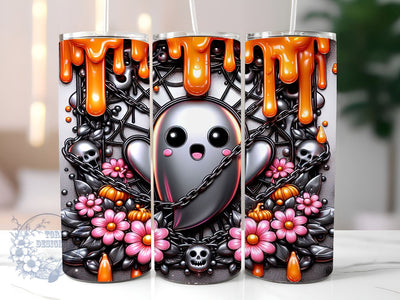 3D Ghost 20oz Skinny Tumbler, Spooky Tumbler Png, Straight & Tapered Tumbler Wrap, Instant Digital Download Sublimation ToriDesigns 