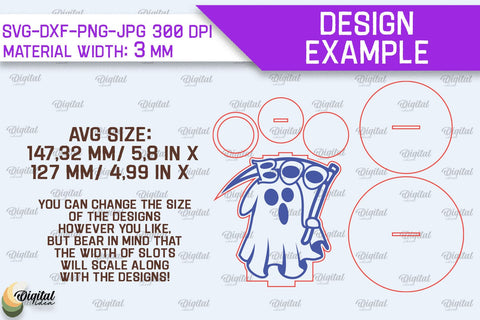 3D Ghost Candle Holder Laser Cut Bundle. Halloween Decor SVG SVG Evgenyia Guschina 