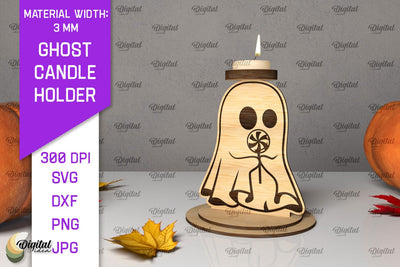 3D Ghost Candle Holder LaserCut. Halloween Spooky Decor SVG SVG Evgenyia Guschina 