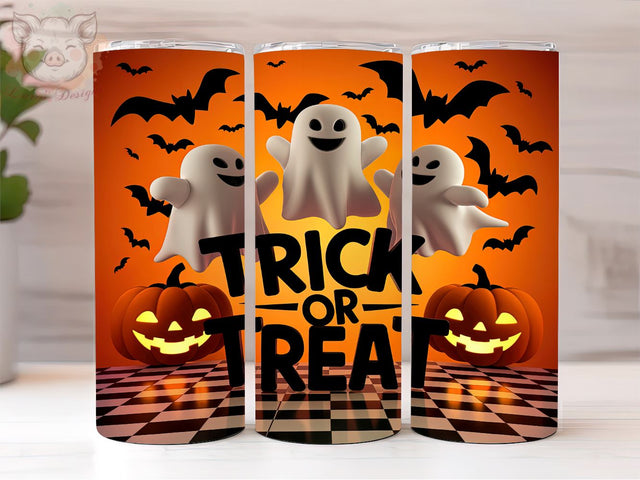 3D Ghost Halloween 20oz Tumbler Png, Straight & Tapered Tumbler Png, Trick or Treat Tumbler Png, Digital Download PNG Sublimation Lara' s Designs 