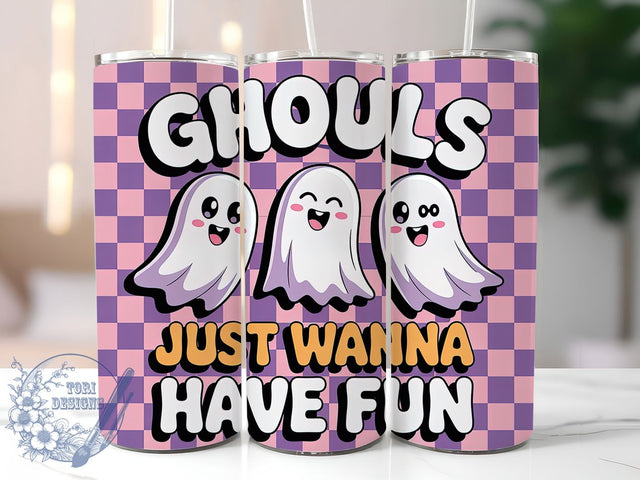 3D Ghoul Funny Halloween Tumbler Wrap, Ghouls Just Wanna Have Fun Wrap, Funny Halloween Cup, 20Oz Sublimation Tumbler, Spooky Cute Drinkware, Haunted Party Cup, Humorous Ghoul Wrap Sublimation ToriDesigns 
