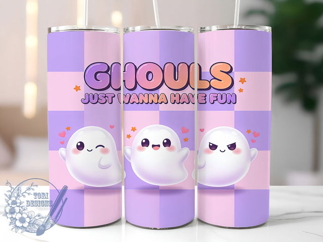3D Ghoul Funny Halloween Tumbler Wrap, Ghouls Just Wanna Have Fun Wrap, Funny Halloween Cup, 20Oz Sublimation Tumbler, Spooky Cute Drinkware, Haunted Party Cup, Humorous Ghoul Wrap Sublimation ToriDesigns 