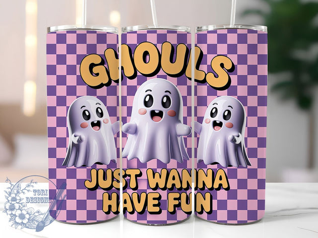 3D Ghoul Funny Halloween Tumbler Wrap, Ghouls Just Wanna Have Fun Wrap, Funny Halloween Cup, 20Oz Sublimation Tumbler, Spooky Cute Drinkware, Haunted Party Cup, Humorous Ghoul Wrap Sublimation ToriDesigns 