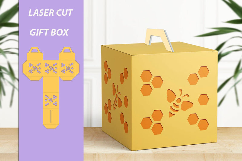 3d Gift box papercut, Favor box laser, Candy box with honey bee 3D Paper AnastasiyaArtDesign 