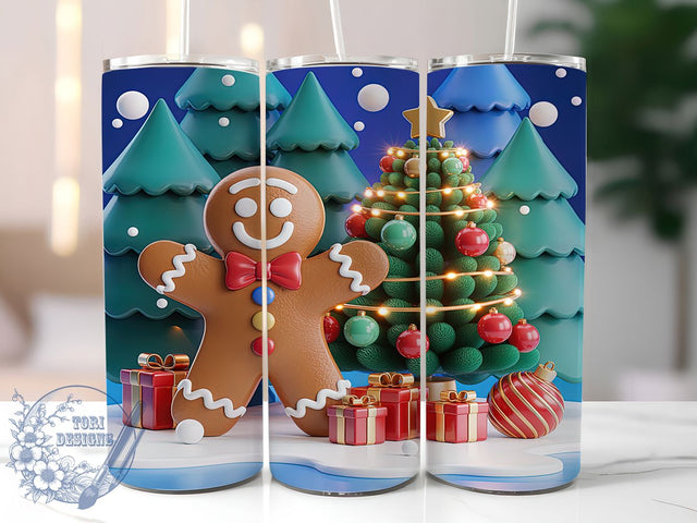 3D Gingerbread Boy Christmas Tumbler, Christmas Cookie Wrap, Festive Gingerbread Sublimation Design, 20oz Holiday Tumbler, Whimsical Cookie Mug, Cute Christmas Cup, Sweet Holiday Art Sublimation ToriDesigns 