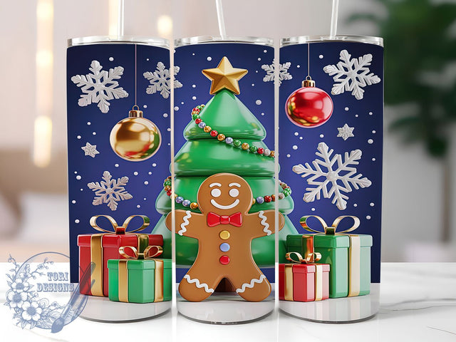 3D Gingerbread Boy Christmas Tumbler, Christmas Cookie Wrap, Festive Gingerbread Sublimation Design, 20oz Holiday Tumbler, Whimsical Cookie Mug, Cute Christmas Cup, Sweet Holiday Art Sublimation ToriDesigns 