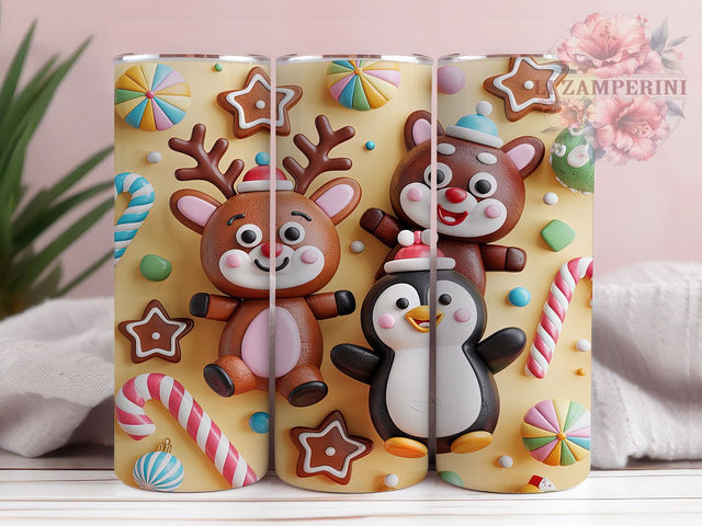 3D Gingerbread Cafe Tumbler, Cozy Christmas Cocoa Wrap, Festive Holiday Sublimation Design, Sweet Gingerbread Cup, 20Oz Skinny Tumbler Wrap, Warm Winter Mug, Cute Christmas Treat Design Sublimation Li Zamperini 