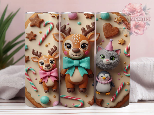 3D Gingerbread Cafe Tumbler, Cozy Christmas Cocoa Wrap, Festive Holiday Sublimation Design, Sweet Gingerbread Cup, 20Oz Skinny Tumbler Wrap, Warm Winter Mug, Cute Christmas Treat Design Sublimation Li Zamperini 