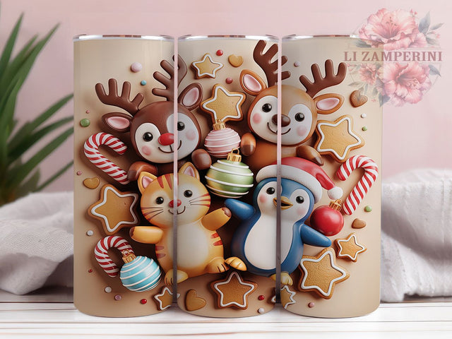 3D Gingerbread Cafe Tumbler, Cozy Christmas Cocoa Wrap, Festive Holiday Sublimation Design, Sweet Gingerbread Cup, 20Oz Skinny Tumbler Wrap, Warm Winter Mug, Cute Christmas Treat Design Sublimation Li Zamperini 