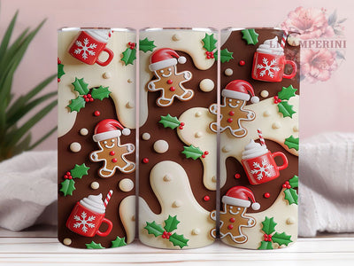 3D Gingerbread Christmas Cocoa Tumbler, Gingerbread Hot Chocolate Wrap, Festive Cocoa Sublimation, 20oz Holiday Cocoa Tumbler, Whimsical Gingerbread Art, Seasonal Cocoa Mug, Christmas Gingerbread Cup Sublimation Li Zamperini 