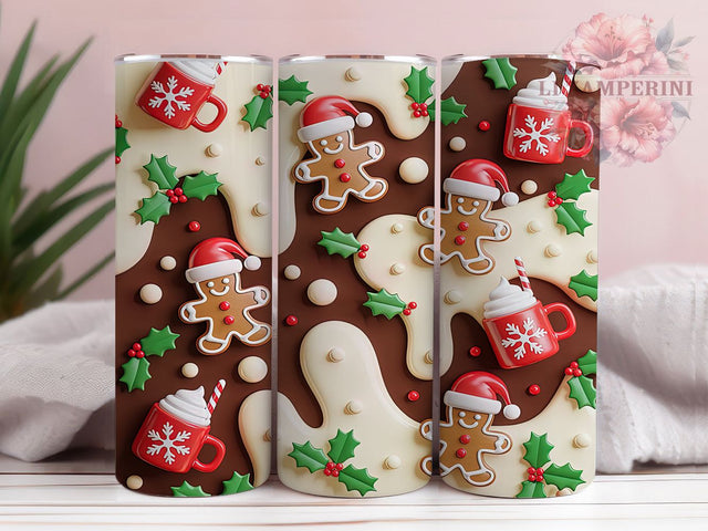 3D Gingerbread Christmas Cocoa Tumbler, Gingerbread Hot Chocolate Wrap, Festive Cocoa Sublimation, 20oz Holiday Cocoa Tumbler, Whimsical Gingerbread Art, Seasonal Cocoa Mug, Christmas Gingerbread Cup Sublimation Li Zamperini 