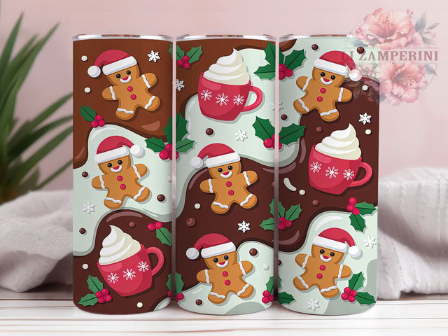 3D Gingerbread Christmas Cocoa Tumbler, Gingerbread Hot Chocolate Wrap, Festive Cocoa Sublimation, 20oz Holiday Cocoa Tumbler, Whimsical Gingerbread Art, Seasonal Cocoa Mug, Christmas Gingerbread Cup Sublimation Li Zamperini 