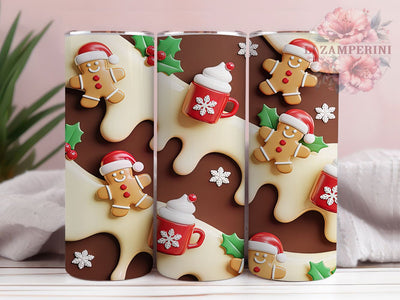 3D Gingerbread Christmas Cocoa Tumbler, Gingerbread Hot Chocolate Wrap, Festive Cocoa Sublimation, 20oz Holiday Cocoa Tumbler, Whimsical Gingerbread Art, Seasonal Cocoa Mug, Christmas Gingerbread Cup Sublimation Li Zamperini 