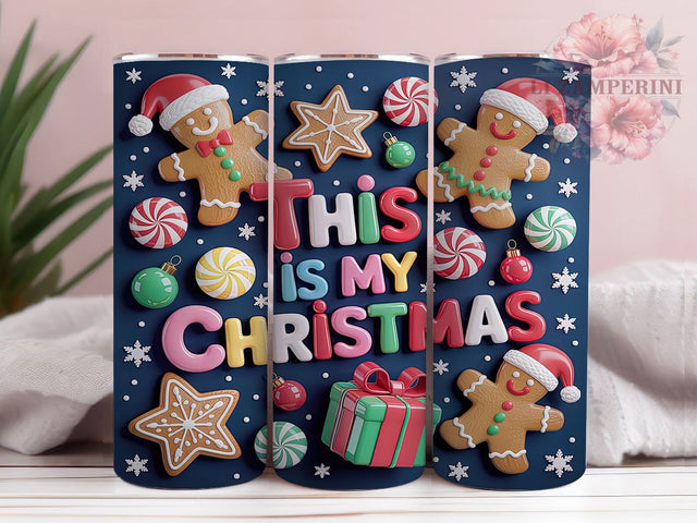 3D Gingerbread Christmas Cookie Tumbler, Christmas Cookie Sublimation Design, This is My Christmas Art, 20oz Holiday Tumbler, Whimsical Gingerbread Mug, Sweet Christmas Cup, Festive Cookie Wrap Sublimation Li Zamperini 