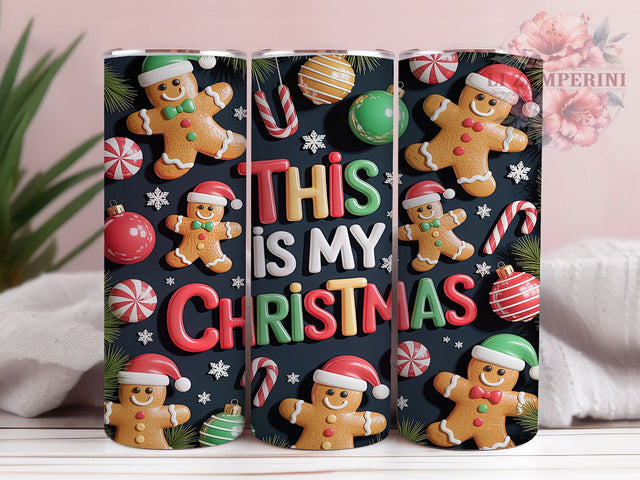 3D Gingerbread Christmas Cookie Tumbler, Christmas Cookie Sublimation Design, This is My Christmas Art, 20oz Holiday Tumbler, Whimsical Gingerbread Mug, Sweet Christmas Cup, Festive Cookie Wrap Sublimation Li Zamperini 