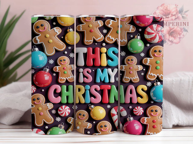 3D Gingerbread Christmas Cookie Tumbler, Christmas Cookie Sublimation Design, This is My Christmas Art, 20oz Holiday Tumbler, Whimsical Gingerbread Mug, Sweet Christmas Cup, Festive Cookie Wrap Sublimation Li Zamperini 