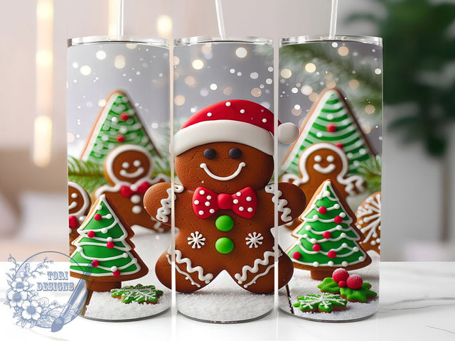 3D Gingerbread Christmas Cookie Tumbler, Christmas Cookie Wrap, Holiday Mug Design, Sublimation Wrap, Festive Drinkware, Cute Winter Gift, Candy House Cup Sublimation ToriDesigns 
