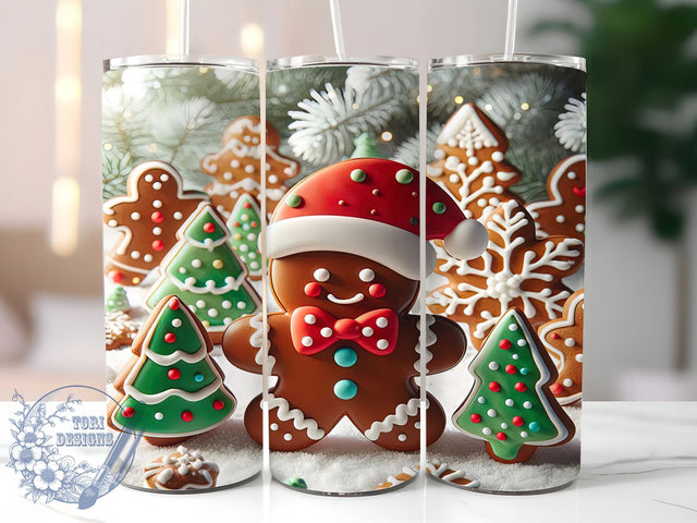 3D Gingerbread Christmas Cookie Tumbler, Christmas Cookie Wrap, Holiday Mug Design, Sublimation Wrap, Festive Drinkware, Cute Winter Gift, Candy House Cup Sublimation ToriDesigns 