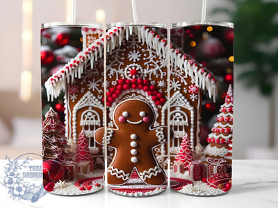 3D Gingerbread Christmas Tumbler, 3d Gingerbread Cookie, Christmas Tumbler Wrap, 20oz Skinny Tumbler, Gingerbread Sublimation, Cute Christmas Png, Holiday Tumbler Design Sublimation ToriDesigns 